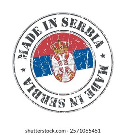 Made in Serbia stamp scratched flag badge logo vector illustration