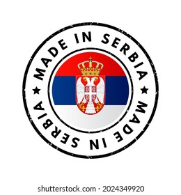 Made in Serbia text emblem badge, concept background