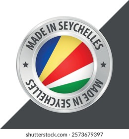 Made in Seychelles badge logo flag sticker 3d vector illustration isolated on white