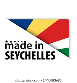 Made in Seychelles graphic and label. Element of impact for the use you want to make of it.