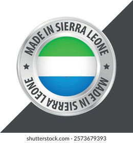 Made in Sierra Leone badge logo flag sticker 3d vector illustration isolated on white