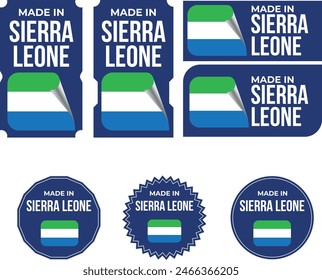 Made in Sierra Leone. Sierra Leone flag, Tag, Seal, Stamp, Flag, Icon vector