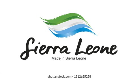 Made in Sierra Leone handwritten flag ribbon typography lettering logo label banner