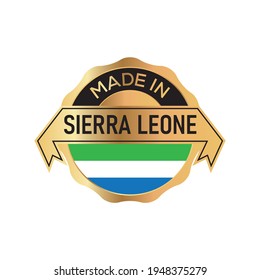 Made in SIERRA LEONE logo badge with  flag