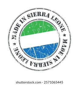 Made in Sierra Leone stamp scratched flag badge logo vector illustration