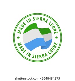 Feito em Serra Leoa selo, adesivo. Ilustração vetorial.