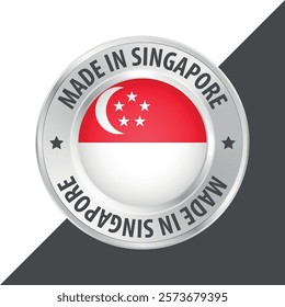 Made in Singapore badge logo flag sticker 3d vector illustration isolated on white