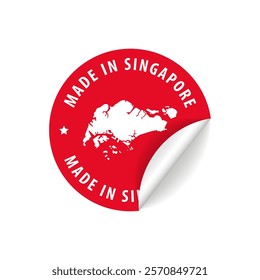 Made in Singapore - Country Map Sticker. Best Quality. Original Product. Vector illustration.