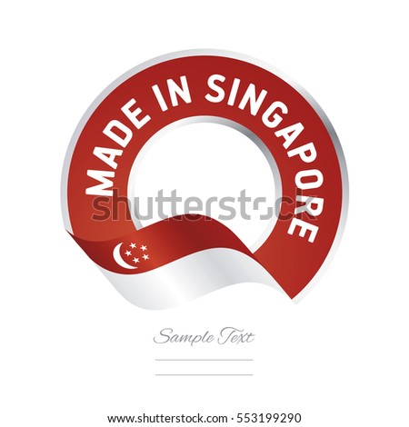 Made in Singapore flag red color label button banner