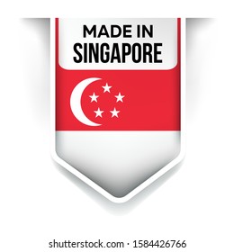 Made in Singapore flag ribbon on a white background
