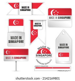 Made in Singapore graphics and labels set. Some elements of impact for the use you want to make of it.