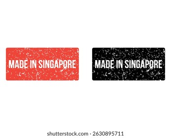 made in singapore rubber stamp, vintage, grunge, misprinted or eroded tag, isolated on transparent background