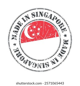 Made in Singapore stamp scratched flag badge logo vector illustration