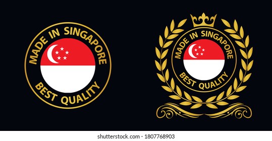 hergestellt in Singapur   Vektorstempel. Abzeichen mit Singapur   Flagge
