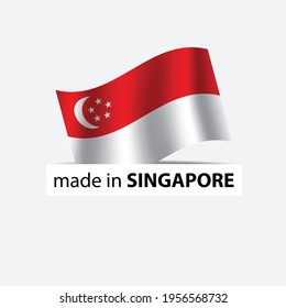 made in Singapore   vector stamp. badge with Singapore   flag