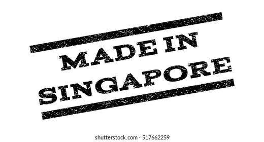 Made In Singapore watermark stamp. Text tag between parallel lines with grunge design style. Rubber seal stamp with dirty texture. Vector black color ink imprint on a white background.