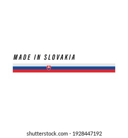 Made in Slovakia, badge or label with flag isolated on white background