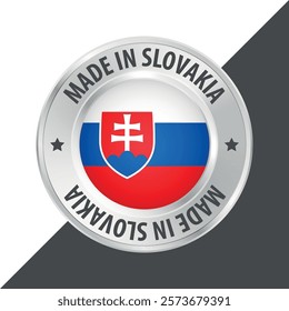 Made in Slovakia badge logo flag sticker 3d vector illustration isolated on white