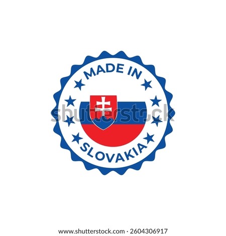 made in slovakia label round badge design illustration with national flag