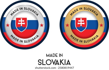 Made in Slovakia. Premium labels, stickers, pointer, badge and symbol of Slovakia flag icon. Collection vector illustration