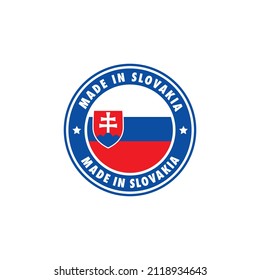 Made in Slovakia round label icon. stamp, sign, sticker, badge, symbol, emblem, logo print with slovak flag. Vector illustration EPS 10.