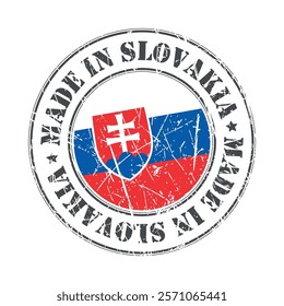Made in Slovakia stamp scratched flag badge logo vector illustration