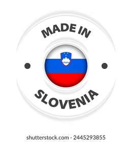 Hecho en Eslovenia gráfico y etiqueta. Elemento de impacto para el uso que quieres hacer de él.