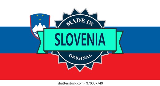 Made in Slovenia label on country flag