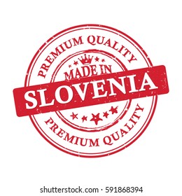 Made in Slovenia, Premium Quality - grunge printable label / stamp / sticker  CMYK colors used.