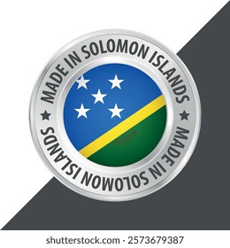 Made in Solomon Islands badge logo flag sticker 3d vector illustration isolated on white