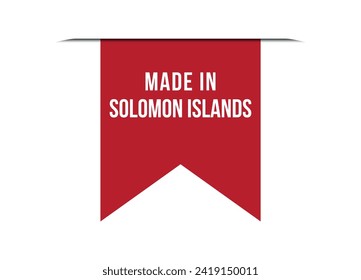 Made in Solomon Islands red vector banner illustration isolated on white background