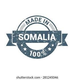 Made in Somalia 100% - Round blue grunge rubber stamp design isolated on white background. vector illustration vintage texture. Vector illustration