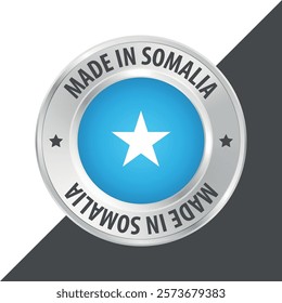 Made in Somalia badge logo flag sticker 3d vector illustration isolated on white