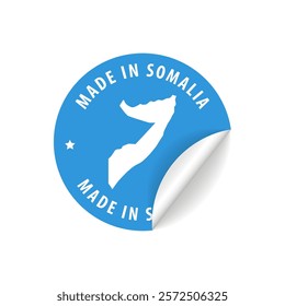 Made in Somalia - Country Map Sticker. Best Quality. Original Product. Vector illustration.