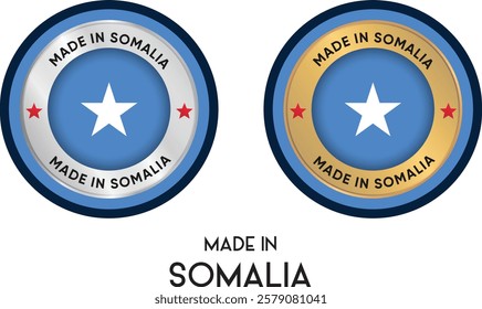 Made in Somalia. Premium labels, stickers, pointer, badge and symbol of Somalia flag icon. Collection vector illustration