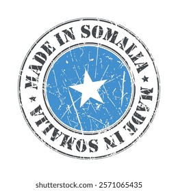 Made in Somalia stamp scratched flag badge logo vector illustration