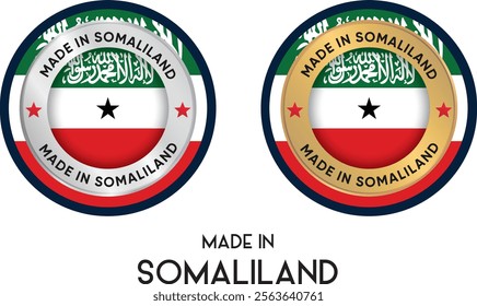 Made in Somaliland. Premium labels, stickers, pointer, badge and symbol of Somaliland flag icon. Collection vector illustration