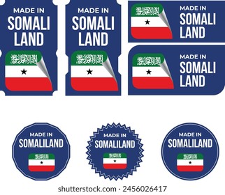 Made in Somaliland, vector logos with Somaliland flag painted circles and stripe