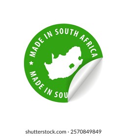 Made in South Africa - Country Map Sticker. Best Quality. Original Product. Vector illustration.