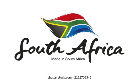 Made in South Africa new handwritten flag ribbon typography lettering logo label banner