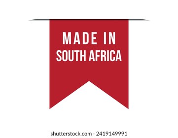 Made in South Africa red vector banner illustration isolated on white background