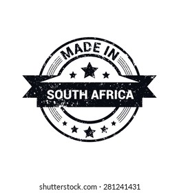 Made in South Africa - Round black grunge rubber stamp design isolated on white background. vector illustration vintage texture. Vector illustration