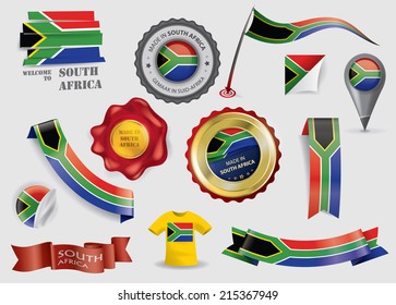 Made In South Africa Seals, S. African Flag (Vector Art)