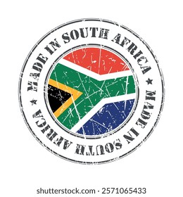 Made in South Africa stamp scratched flag badge logo vector illustration