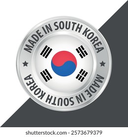 Made in South Korea badge logo flag sticker 3d vector illustration isolated on white