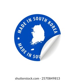 Made in South Korea - Country Map Sticker. Best Quality. Original Product. Vector illustration.