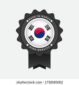 Made in South Korea with emblem badge label illustration template design. Vector eps 10