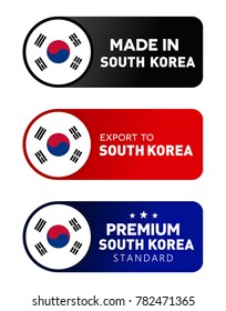 Hecho en Corea del Sur etiqueta, volante, signo y símbolo