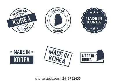 Hecho en Corea del Sur conjunto de etiquetas, República de Corea iconos de productos