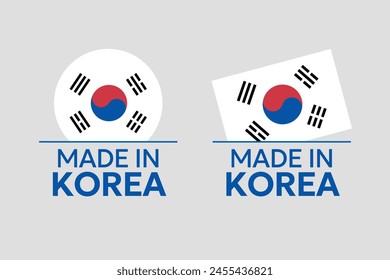 made in South Korea labels set, Republic of Korea product icons